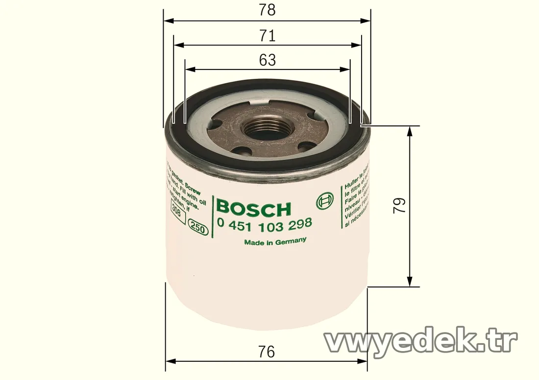 BOSCH 0451103298 Yağ Filtresi - BOSCH - 0451103298