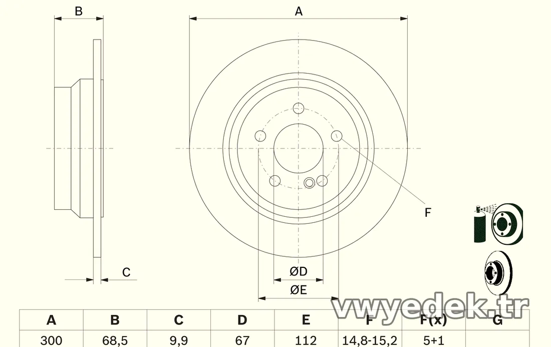 BOSCH 0986479041 Fren Disk Ayna - BOSCH - 0986479041