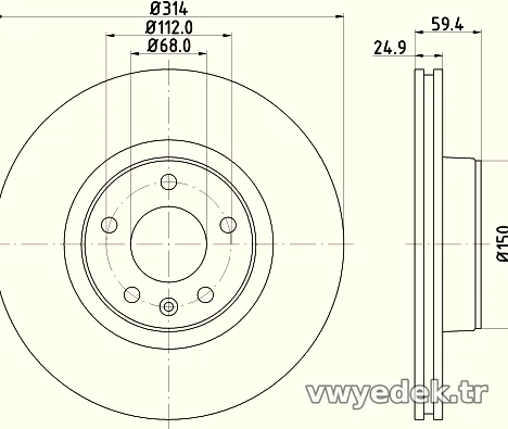 HELLA PAGID 8DD355128291 Fren Disk Ayna (Audi A6)