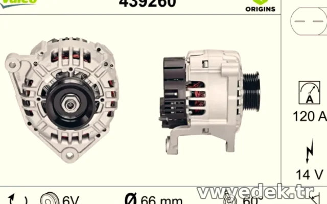 ALTERNATOR 12V 120A PASSAT A4 A6 1,9 / 2,5 TDI – VALEO 439260