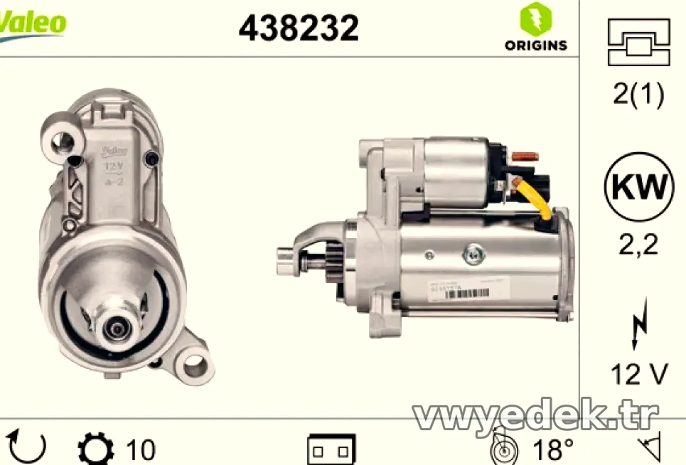MARS MOTORU 12V 10 DIS AUDI V6 V8 TDI (B8 / D4 MOTOR) - Valeo - VALEO 438232