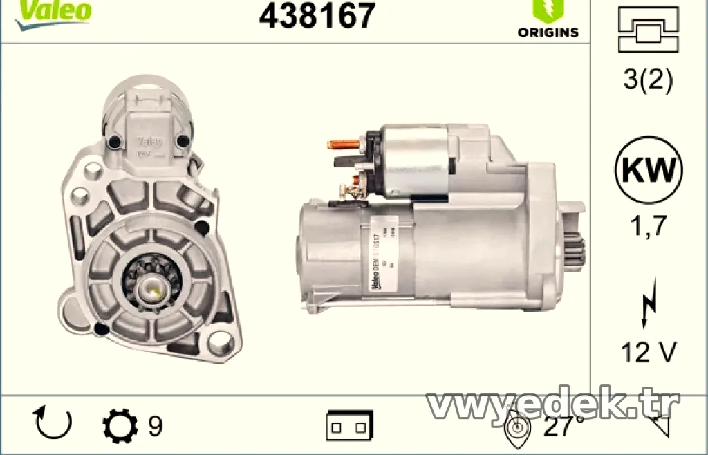 MARS MOTORU 12V 9 DIS A8 TOUAREG 02> - Valeo - VALEO 438167