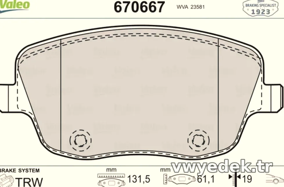 ON FREN BALATASI SEAT IBIZA IV 01 09 SKODA FABIA II 00 10 ROOMSTER 06> - Valeo - VALEO 670667