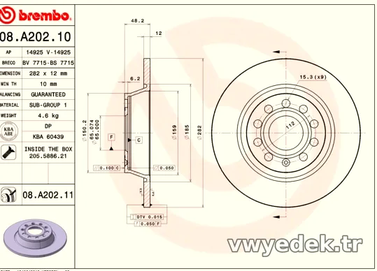 BREMBO 08A20211 Fren Disk Ayna - BREMBO - 08A20211