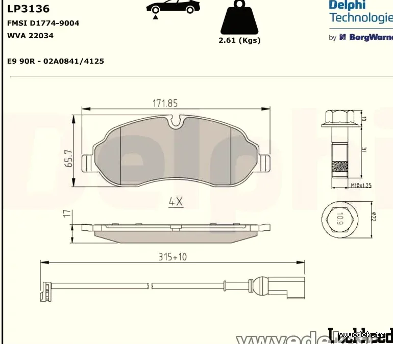DELPHI LP3136 Fren Disk Balata - DELPHI - LP3136