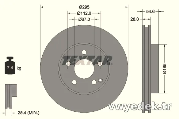 TEXTAR 92115105 Fren Disk Ayna - TEXTAR - 92115105