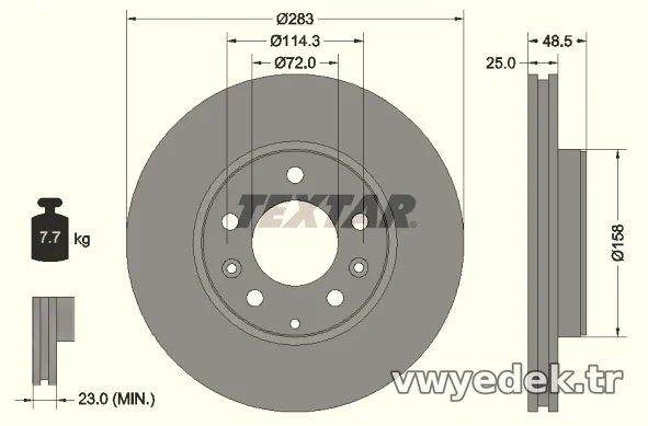 TEXTAR 92125503 Fren Disk Ayna - TEXTAR - 92125503