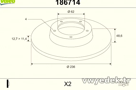 VALEO 186714 Fren Disk Ayna - VALEO - 186714