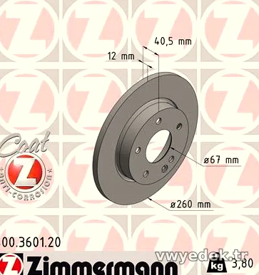 ZIMMERMANN 400360120 Fren Disk Ayna - ZIMMERMANN - 400360120